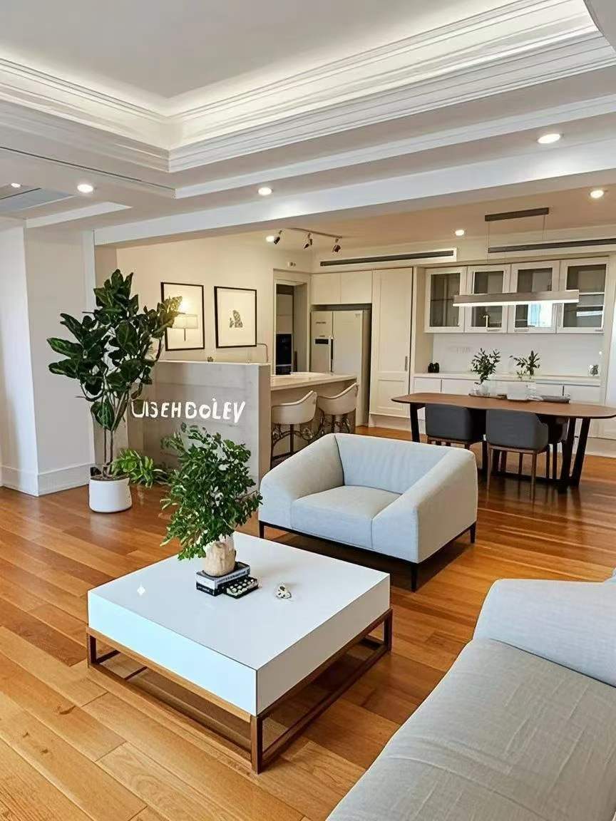 2+1 bedroom unit at Jufu Mansion on Fumin Road near Julu Road. 180 sqm, 8th floor, central Jing'an location near Jing'an Temple. 28,000 RMB/month.
