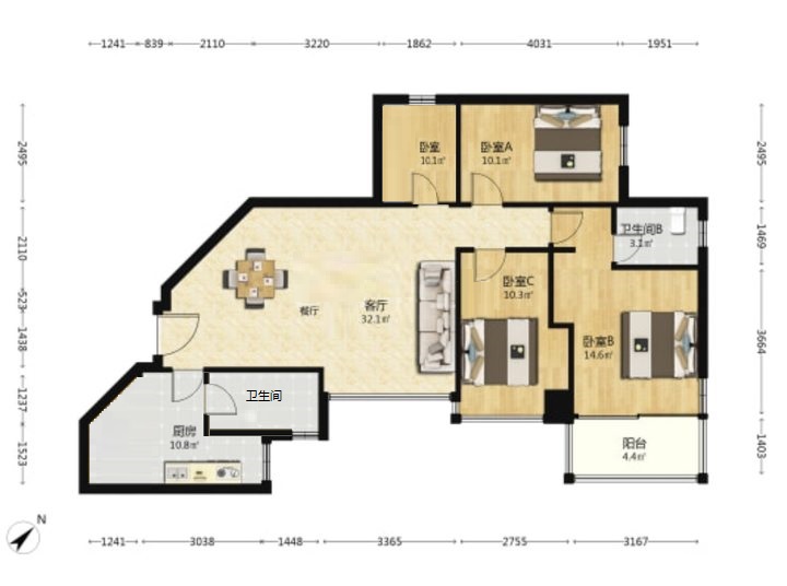 First-time rental at Chez Moi in central Jing'an. 4-bed, 2-bath, 131 sqm, underfloor heating, fully furnished. Near Jiangsu Road Station. 23,000 RMB/month.