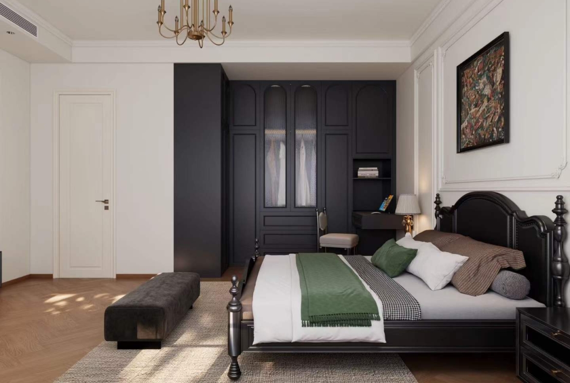 4th floor heritage apartment on Huaihai Road. 2 beds, 2 baths, 3.3m ceilings, central AC, wall heating, smart toilet. Steps from Changshu Road Station. 33,800 RMB/month.