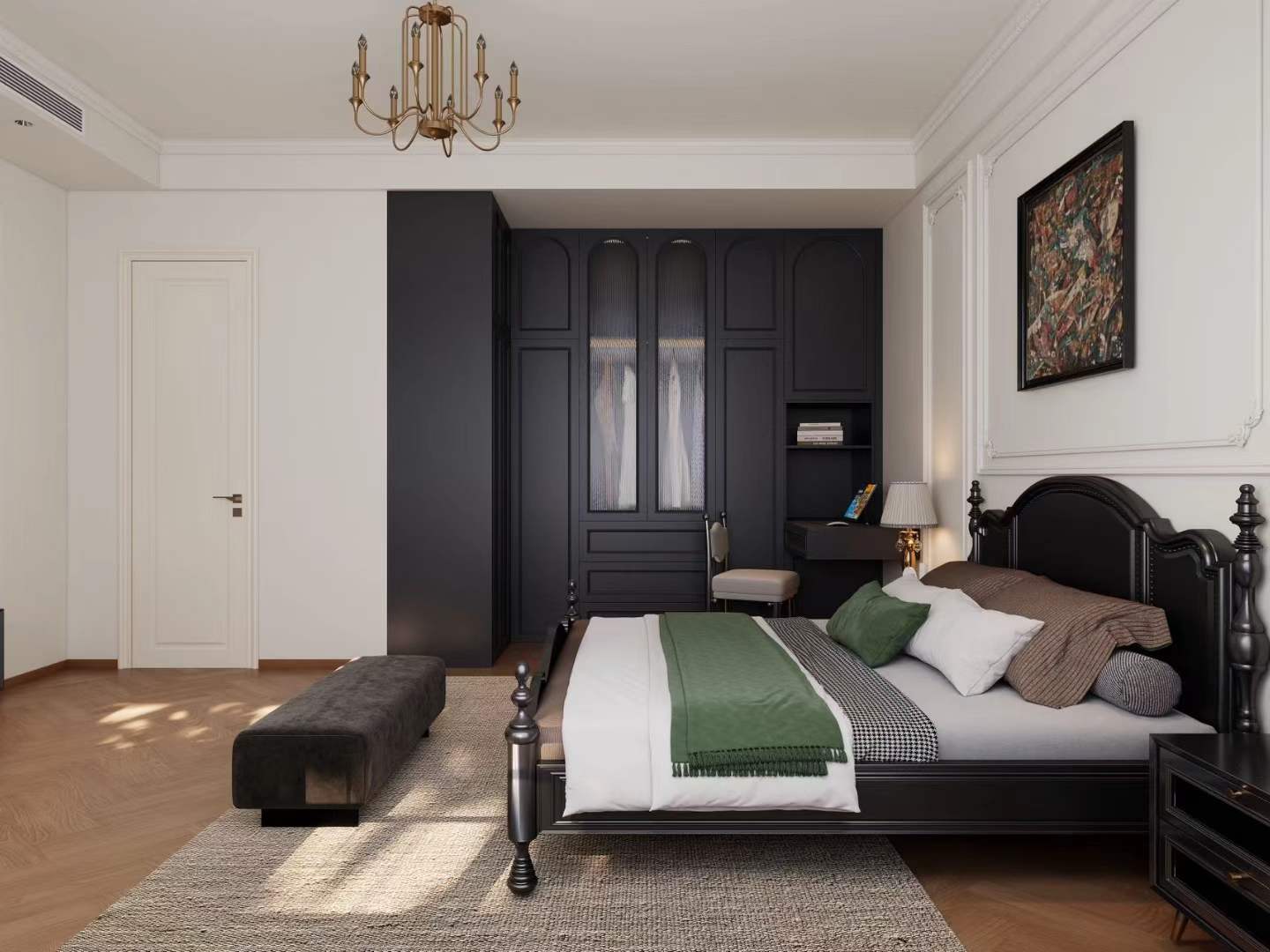 4th floor heritage apartment on Huaihai Road. 2 beds, 2 baths, 3.3m ceilings, central AC, wall heating, smart toilet. Steps from Changshu Road Station. 33,800 RMB/month.