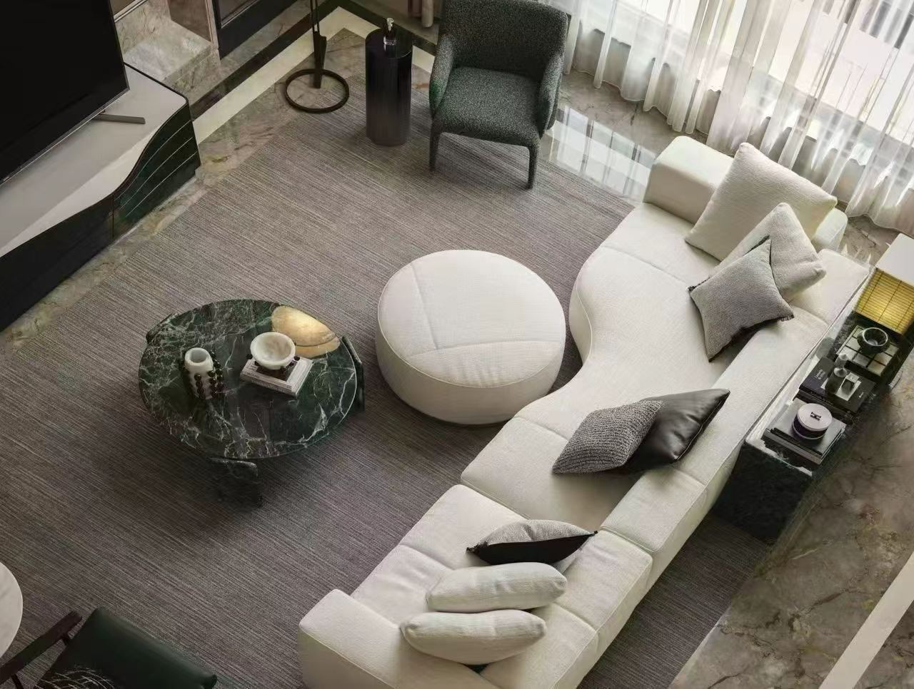 Ultra-luxury 4-bed, 3-bath + maid's room duplex at Lakeville Luxe in Xintiandi. 404 sqm, 7,000 sqm clubhouse with pool, gym, banquet room. 220,000 RMB/month.