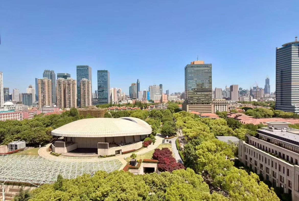Large 4-bed, 3-bath flat near Shanghai Culture Square. 330 sqm, underfloor heating, central AC, fully furnished. 52,000 RMB/month.