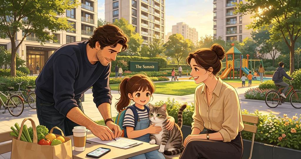 Expat family building a life in Shanghai with their daughter and cat in a residential community