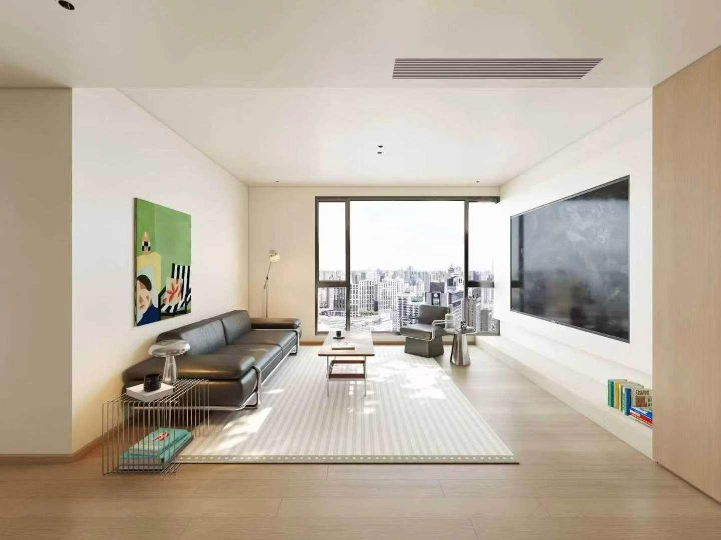 palace-court-2-bed-2-bath-renovated-iapm-ffc-shanghai-rentals (2) 2 en-suite bedroom unit at Palace Court near IAPM. 145 sqm, south-facing living room, central AC, modern renovation, city views. 37,800 RMB/month.