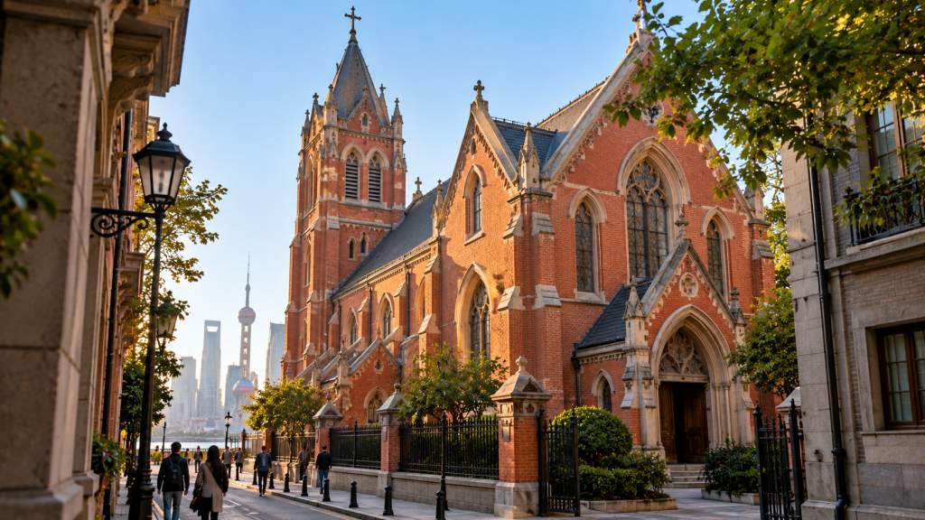 Holy Trinity Church in Shanghai, the red-brick Gothic Revival church near the Bund.