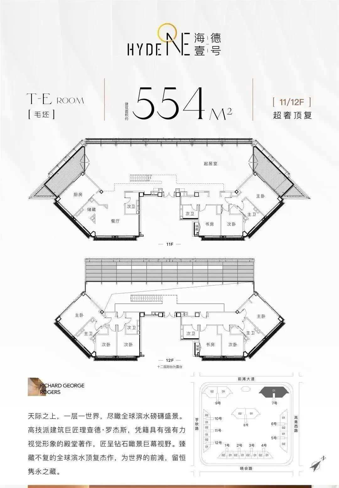 Rare 568 sqm duplex penthouse at Hyde One in Qiantan. 5 beds, 3 baths, 270° Huangpu River views, Richard Rogers design, underfloor heating. 220,000 RMB/month.