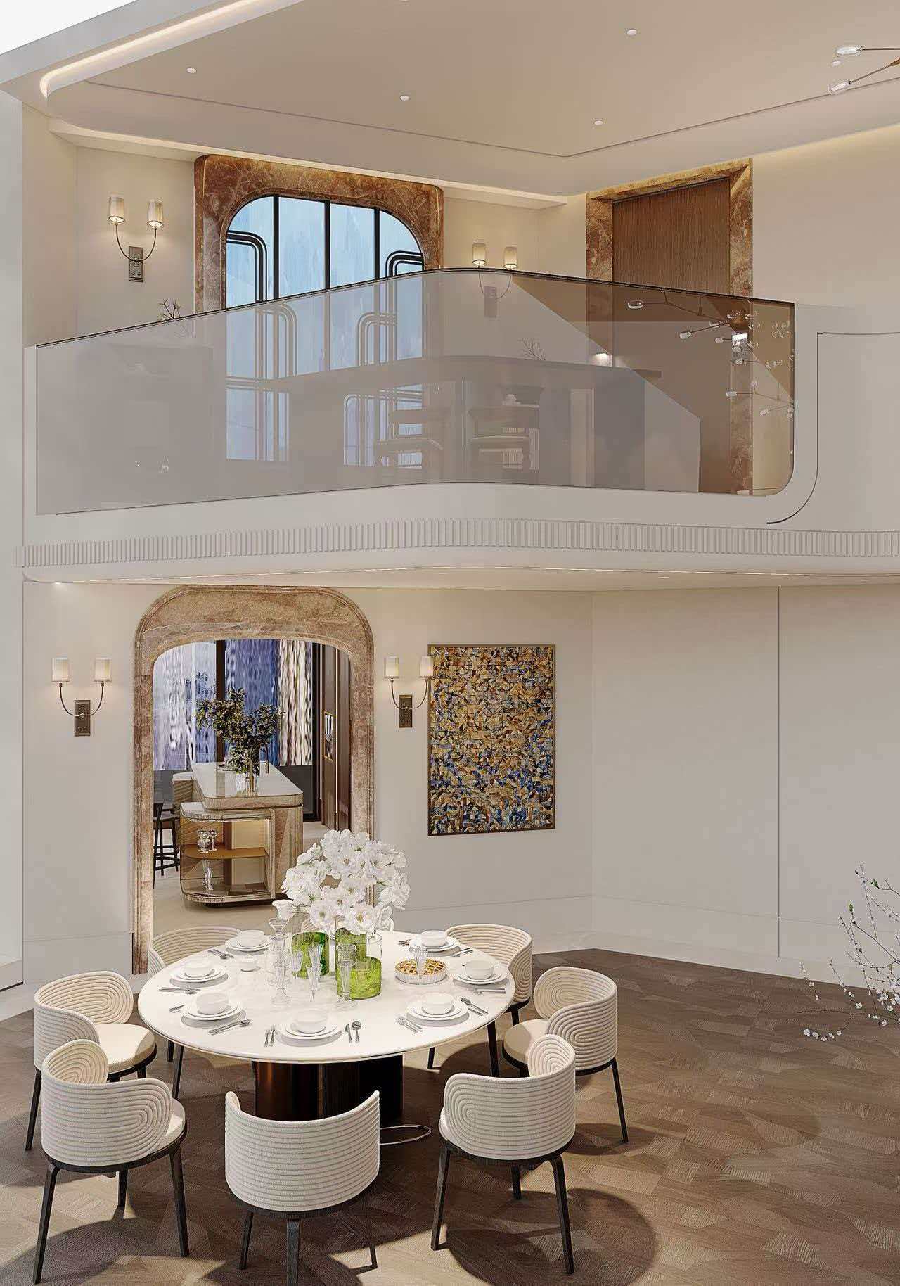 Rare 568 sqm duplex penthouse at Hyde One in Qiantan. 5 beds, 3 baths, 270° Huangpu River views, Richard Rogers design, underfloor heating. 220,000 RMB/month.